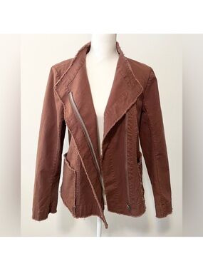 SUNDANCE Sacred Earth Raw Edge Cotton Canvas Stretch Jacket In Brown Size 8